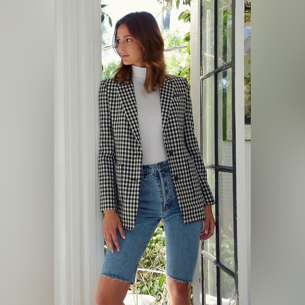 ei8ht dreams Virgin Wool Plaid Print Blazer Size 4